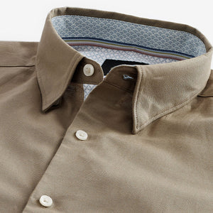 Tan Stretch Oxford Long Sleeve Shirt