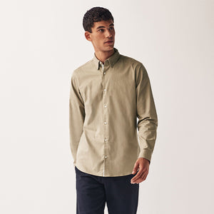 Tan Stretch Oxford Long Sleeve Shirt