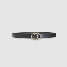 Load image into Gallery viewer, Black Leather Circle Buckle Jeans Belt

