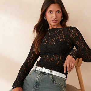 Silver Double Circle Sparkle Regular Belt