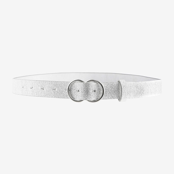 Silver Double Circle Sparkle Regular Belt