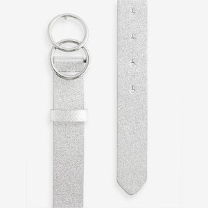 Silver Double Circle Sparkle Regular Belt
