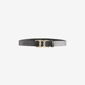 Black Regular Statement Buckle Leather Belt
