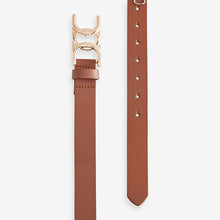 Load image into Gallery viewer, Tan Brown Regular Statement Buckle Leather Belt
