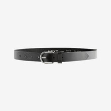 Load image into Gallery viewer, Black with Silver Regular Leather Belt
