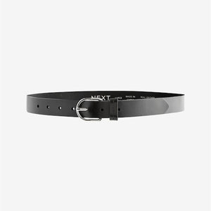 Black with Silver Regular Leather Belt