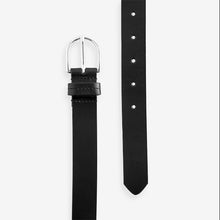 Load image into Gallery viewer, Black with Silver Regular Leather Belt

