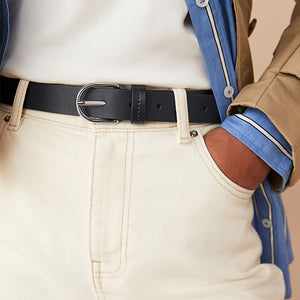 Navy Regular Leather Belt