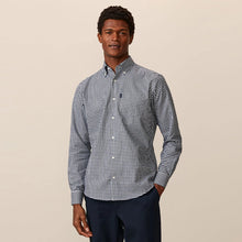 Load image into Gallery viewer, Navy Blue Gingham Easy Iron Button Down Oxford Shirt
