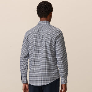 Navy Blue Gingham Easy Iron Button Down Oxford Shirt