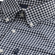 Load image into Gallery viewer, Navy Blue Gingham Easy Iron Button Down Oxford Shirt
