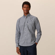 Load image into Gallery viewer, Navy Blue Gingham Easy Iron Button Down Oxford Shirt
