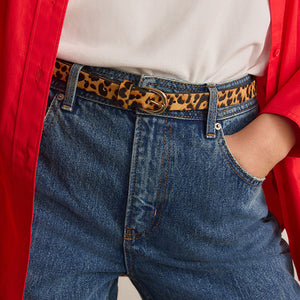 Animal Leather Skinny Belt