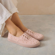Load image into Gallery viewer, Print Embroidered Forever Comfort® Laceless Canvas Slip-On Trainers
