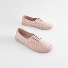 Load image into Gallery viewer, Print Embroidered Forever Comfort® Laceless Canvas Slip-On Trainers
