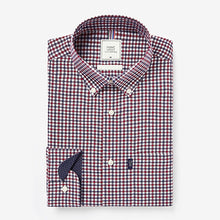 Load image into Gallery viewer, Red/Navy Blue Gingham Check Easy Iron Button Down Oxford Shirt
