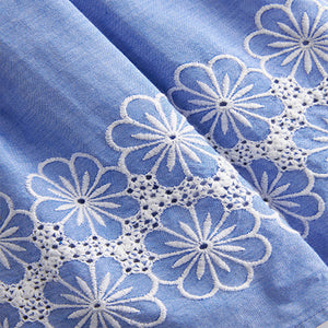 Blue/White Embroidered Skirt Dress