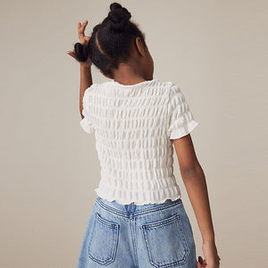 White Textured Top (3-12yrs)