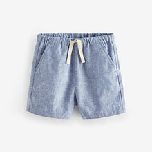 Load image into Gallery viewer, Blue Chambray Linen Blend Pull-On Shorts
