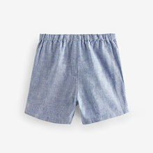 Load image into Gallery viewer, Blue Chambray Linen Blend Pull-On Shorts
