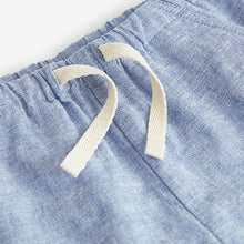 Load image into Gallery viewer, Blue Chambray Linen Blend Pull-On Shorts
