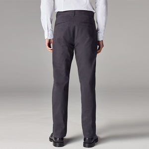 Charcoal Grey Straight Fit Stretch Chinos Trousers