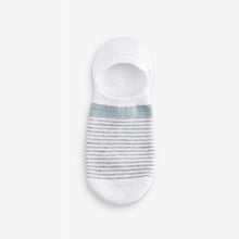 Load image into Gallery viewer, White/Blue Sparkle Stripe Invisible Socks 4 Pack
