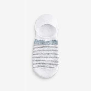 White/Blue Sparkle Stripe Invisible Socks 4 Pack