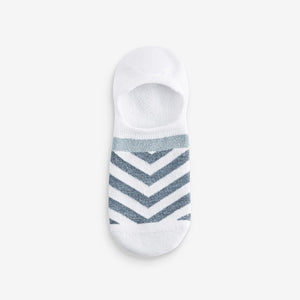 White/Blue Sparkle Stripe Invisible Socks 4 Pack