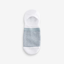 Load image into Gallery viewer, White/Blue Sparkle Stripe Invisible Socks 4 Pack
