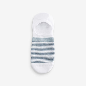 White/Blue Sparkle Stripe Invisible Socks 4 Pack