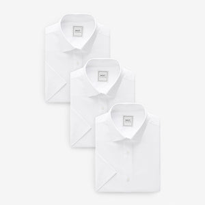 White Regular Fit Easy Care Single Cuff Oxford Smart Shirts 3 Pack