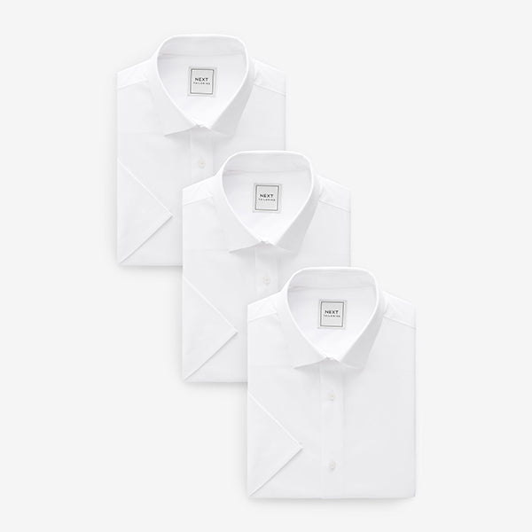 White Regular Fit Easy Care Single Cuff Oxford Smart Shirts 3 Pack