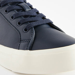 Navy Blue Lace Up Smart Trainers