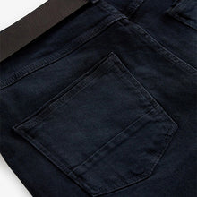 Load image into Gallery viewer, Ink Blue Regular Fit Straight Fit Belted Jeans
