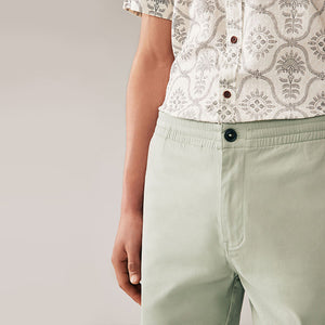 Green Elasticated Waist Chino Shorts