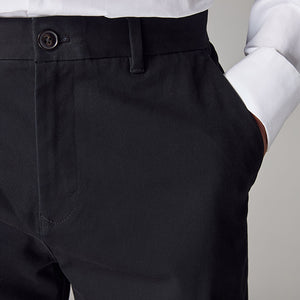 Black Straight Fit Stretch Chinos Trousers