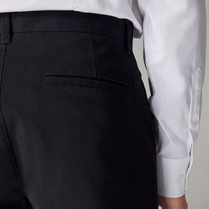 Black Straight Fit Stretch Chinos Trousers