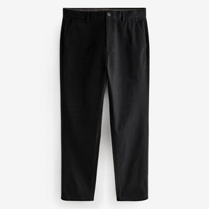 Black Straight Fit Stretch Chinos Trousers