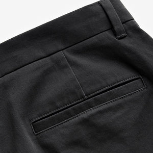 Black Straight Fit Stretch Chinos Trousers