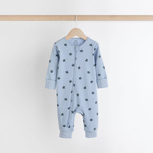 Blue Baby Printed Footless Sleepsuits 4 Pack (0mths-2yrs)