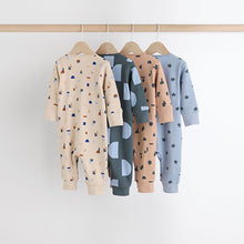 Load image into Gallery viewer, Blue Baby Printed Footless Sleepsuits 4 Pack (0mths-2yrs)

