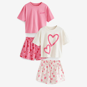 Pink/White Confetti Heart Short Pyjamas 2 Pack