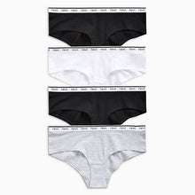 Load image into Gallery viewer, Monochrome Short Cotton Rich Logo Knickers 4 Pack
