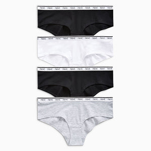 Monochrome Short Cotton Rich Logo Knickers 4 Pack