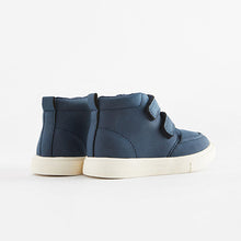 Load image into Gallery viewer, Navy Blue With Off White Sole Warm Lined Touch Fastening Boots (Younger Boys)
