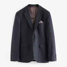 Load image into Gallery viewer, Navy Blue Prince of Wales Tailored fit Check Suit: Jacket
