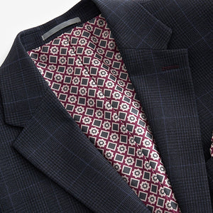 Navy Blue Prince of Wales Tailored fit Check Suit: Jacket