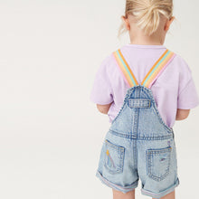 Load image into Gallery viewer, Mid Blue Denim Rainbow Dungarees &amp; T-Shirt Set (3mths-5-6yrs)
