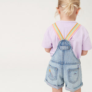 Mid Blue Denim Rainbow Dungarees & T-Shirt Set (3mths-5-6yrs)